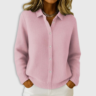 Classic knit button-up everyday cardigan for women | Elaine