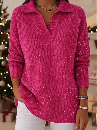 Classic polo-neck everyday knit sweater for women | Léonie