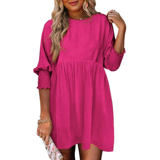 Casual crew-neck loose-fit mini dress for women | Mirasol