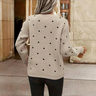 Relaxed polka-dot knit everyday sweater for women | Lunette