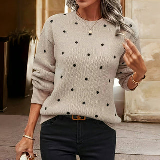Relaxed polka-dot knit everyday sweater for women | Lunette