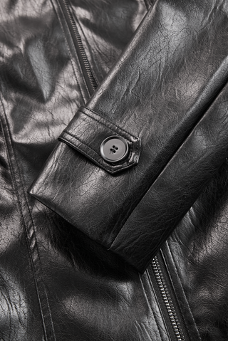 Vintage Stand Collar Faux Leather Jacket | Aurora