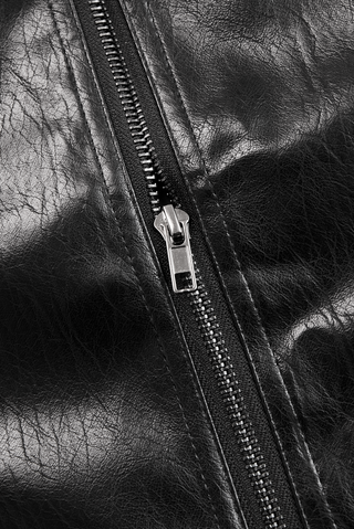 Vintage Stand Collar Faux Leather Jacket | Aurora