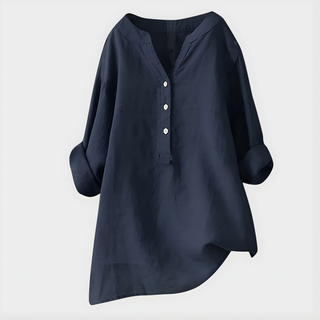 Elegant V-neck blouse with relaxed silhouette for women | Veronique