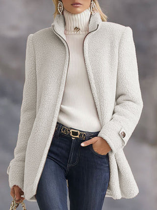 Casual Vintage Pink Polar Fleece Zip-Up Jacket | Elara