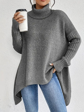 Oversized knit turtleneck everyday jumper for women | Elowen