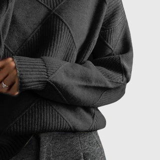 Geometric Turtleneck Sweater – Refined Modern Silhouette | Angela
