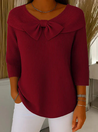 Classic bow-detail everyday knit jumper for women | Elodie