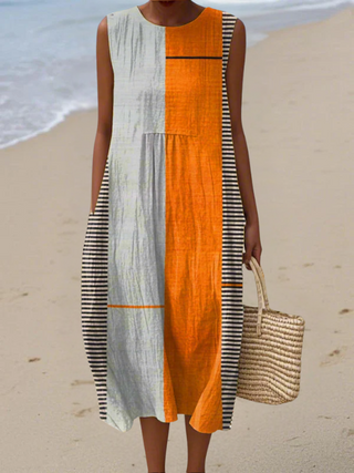 Sleeveless colourblock everyday midi dress for women | May
