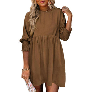 Casual crew-neck loose-fit mini dress for women | Mirasol