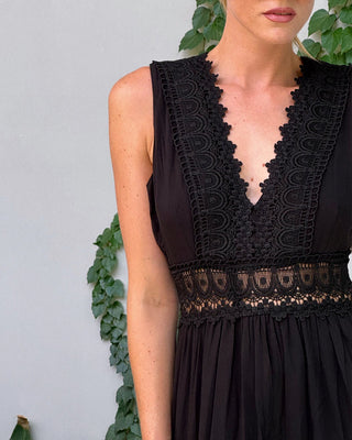 Lace V-Neck Midi Dress – Refined A-Line Silhouette | Aurélie