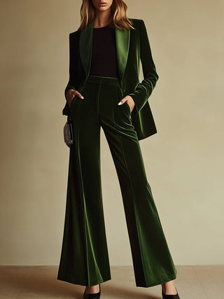 High-End Retro Velvet Two-Piece Suit | Emerald