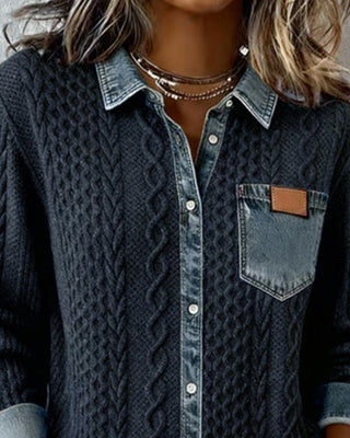 Classic knitted denim-look everyday jumper for women | Juliane