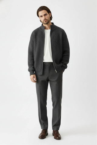 Zip knit jumper with stand collar for men | Caurelle