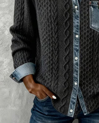 Classic denim patchwork everyday shirt for women | Juliane