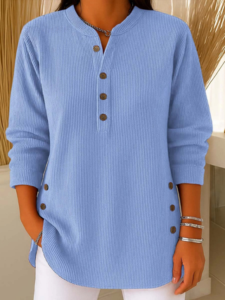 Relaxed button henley everyday tunic for women | Eden
