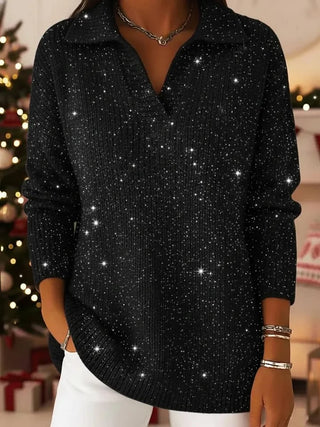 Classic polo-neck everyday knit sweater for women | Léonie