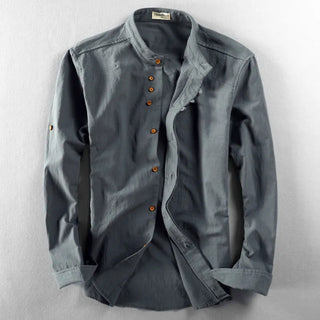 Aiden Mandarin Collar Long Sleeve Shirt