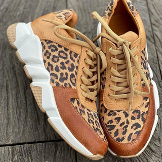 Comfortable chic leopard-print everyday trainers for women | Crissa