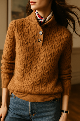 Arden Cable-Knit Button-Up Sweater