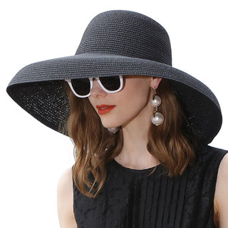 Black Wide Brim Summer Straw Hat | Solara