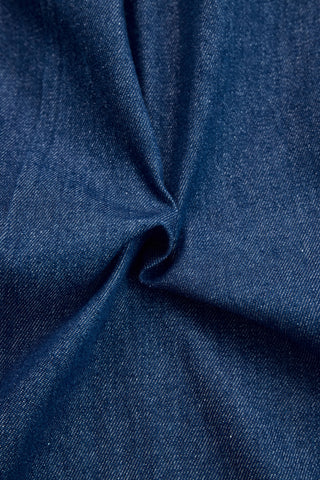 Vintage Red Topstitched Denim Wide-Leg Jumpsuit