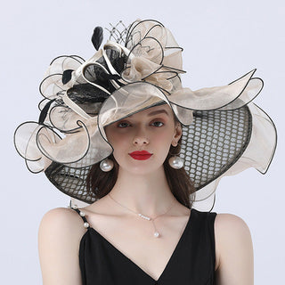 Wide Brim Organza Hat with Silk Flower | Bellarose