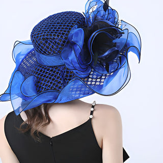 Wide Brim Organza Hat with Silk Flower | Bellarose