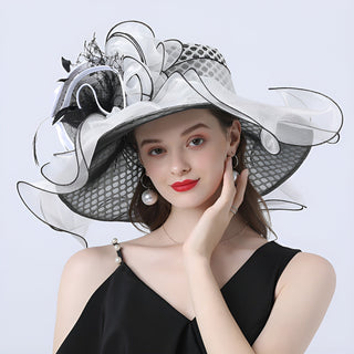 Wide Brim Organza Hat with Silk Flower | Bellarose