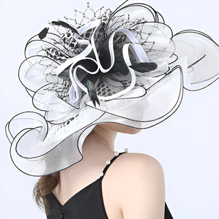 Wide Brim Organza Hat with Silk Flower | Bellarose