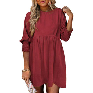 Casual crew-neck loose-fit mini dress for women | Mirasol