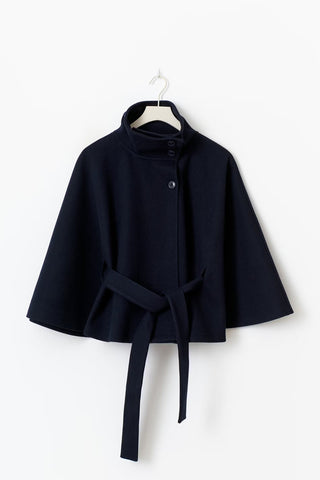 Ivanna Women’s Wool Coat – Elegant High Collar with Removable Belt & Relaxed Fit