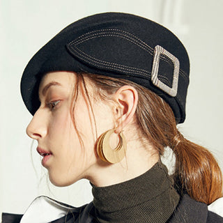 Classic Buckle Detail Winter Beret | Elowyn