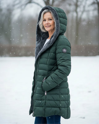 Warm hooded puffer winter coat for women | Olivia