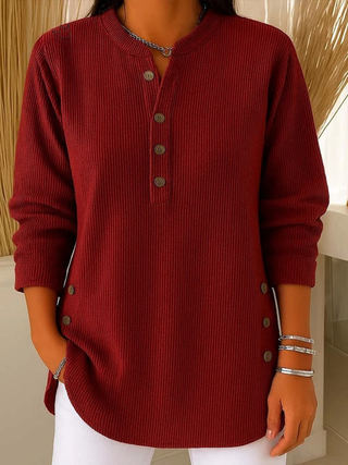 Relaxed button henley everyday tunic for women | Eden