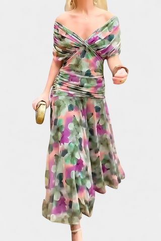 Long floral V-neck maxi dress for women | Vivian
