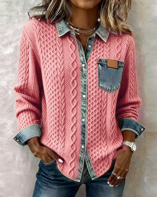 Classic denim patchwork everyday shirt for women | Juliane