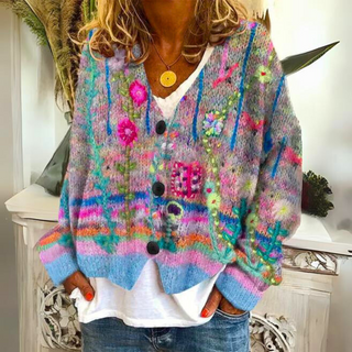 Elisa Bohemian Embroidered Cardigan – Multicolor Relaxed Fit