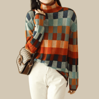 Soft Cashmere Patchwork Turtleneck Sweater | Armand