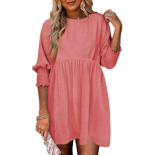 Casual crew-neck loose-fit mini dress for women | Mirasol