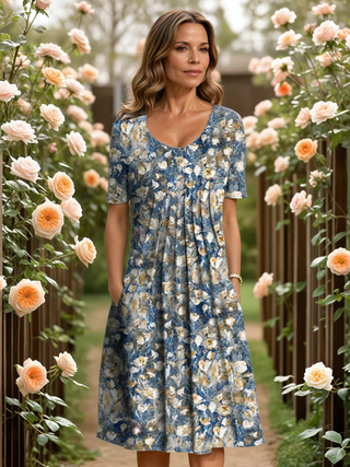 Elegant floral tummy-coverage dress for women | Marianne