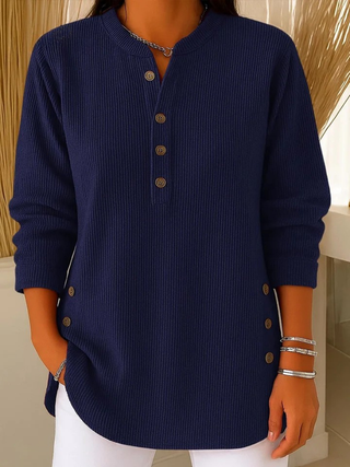 Relaxed button henley everyday tunic for women | Eden