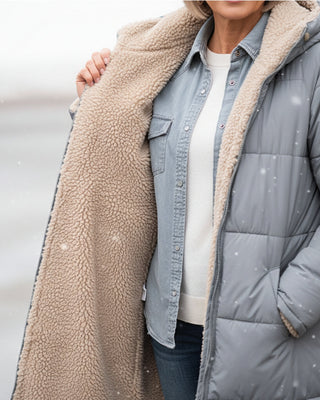 Warm sherpa-lined winter coat for women | Eleanor