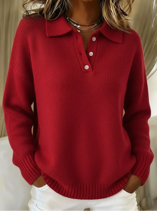 Classic knit polo everyday jumper for women | Olivia