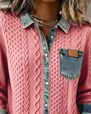 Classic denim patchwork everyday shirt for women | Juliane