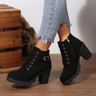 Chic lace-up chunky ankle boots for women | Katni