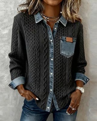 Classic knitted denim-look everyday jumper for women | Juliane