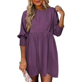 Casual crew-neck loose-fit mini dress for women | Mirasol
