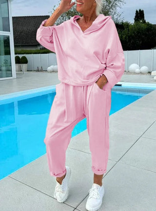 Cosy hooded sweatshirt everyday set for women | Hazel