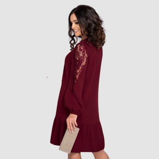 Elegant lace-sleeve midi dress for women | Lowri Quinn